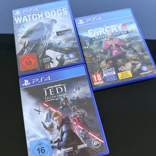 PS4 Adventure Bundle with Watch Dogs, Far Cry 4 Limited Edition, Star Wars Jedi Fallen Order used