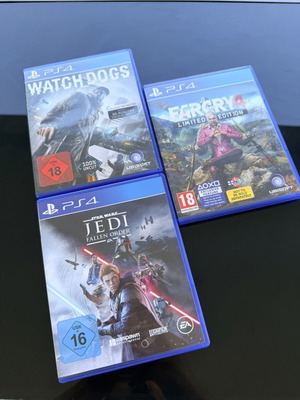 PS4 Adventure Bundle with Watch Dogs, Far Cry 4 Limited Edition, Star Wars Jedi Fallen Order used