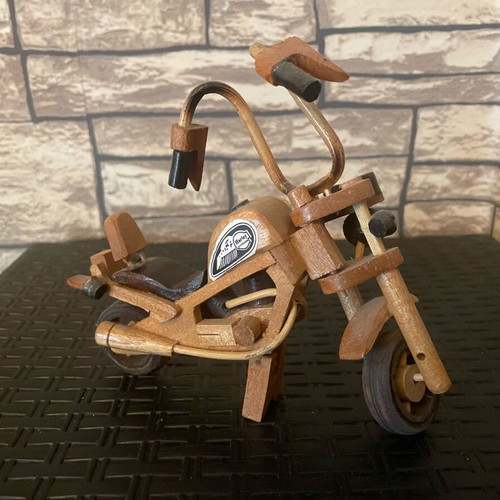 Decorative wooden handmade motorcycle like new, vintage 13x8 cm