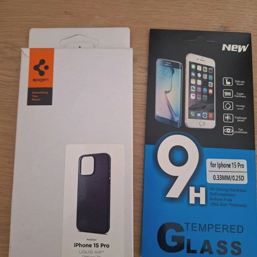 Spigen Liquid Air case and Tempered Glass 9H for iPhone 15 Pro new