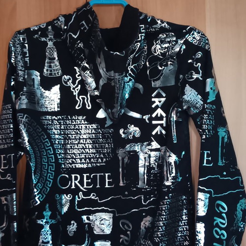 Greek mythology park hoodie for kids 10-12 years, black and silver