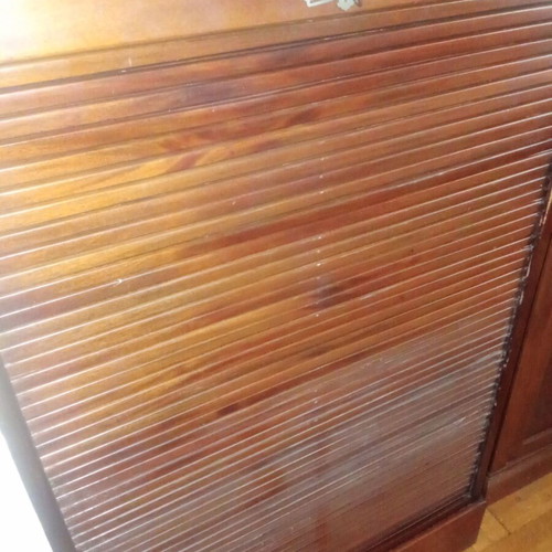 Filing Cabinet with Vertical Roll Door used, solid wood, marble top