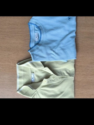 Tom Tailor men's short-sleeve t-shirts used, set of 2, green and turquoise