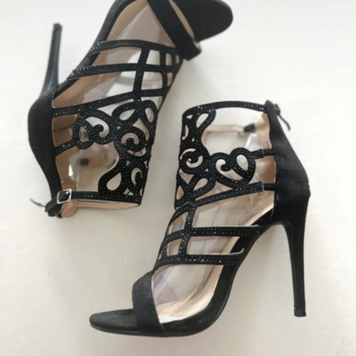 Black GoGo Shoes sandals with cut-out design, like new, size 37