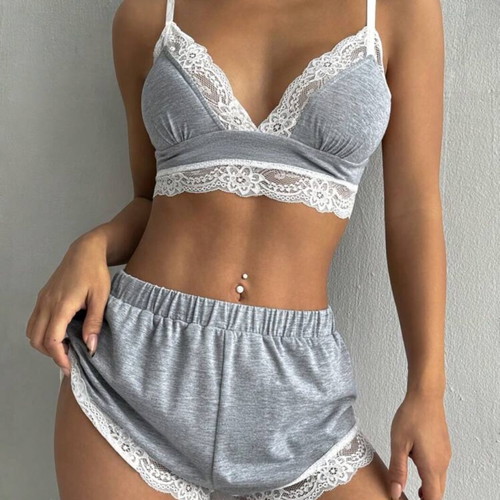 Shein lace pajama set new, size S, gray
