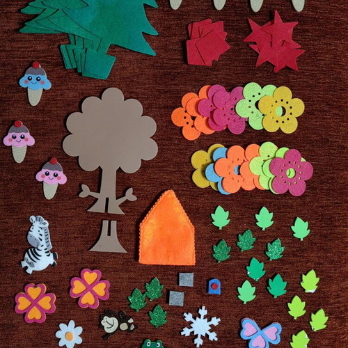 Craft supplies set with assorted felt shapes