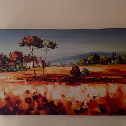 Πίνακας σε καμβά Landscape σε άριστη κατάσταση με ζεστές αποχρώσεις