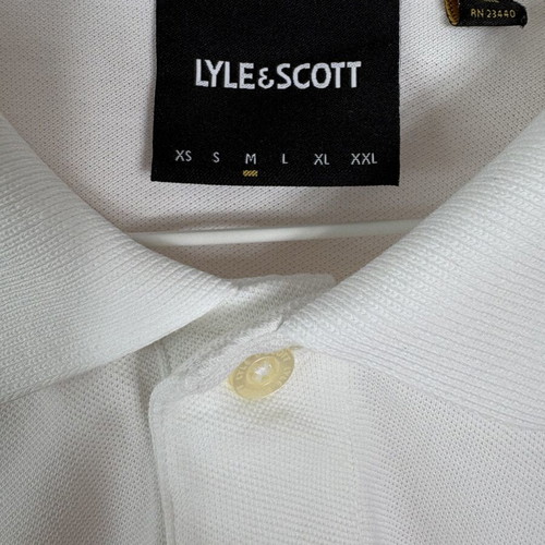 Lyle & Scott long sleeve polo shirt, size M, white