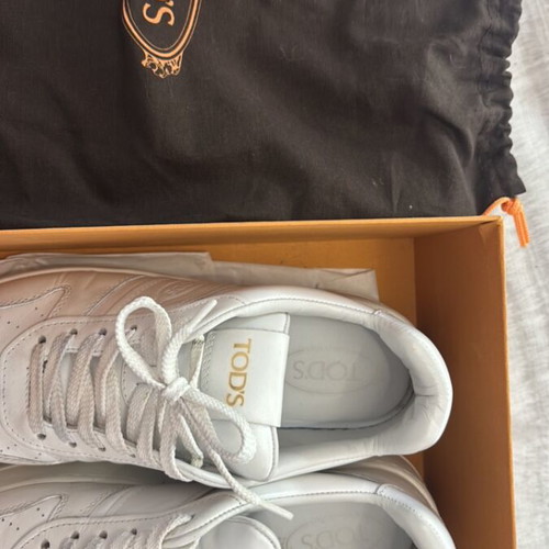 Tod's white leather sneakers size 40.5 with box and dust bag