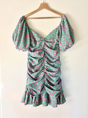 Loavies Mini Dress Flowers Ruffle Size M Like New