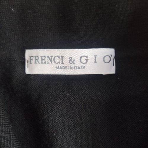 Frenci & Gio black merino wool sweater with decorative stones new