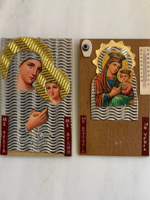 Pair of Greek icons like new, simple materials, 17.5x10.5 cm