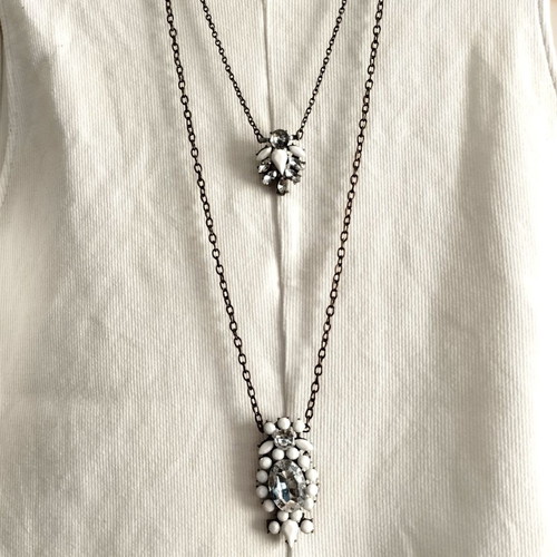 Set of two layering necklaces boho style, like new, white