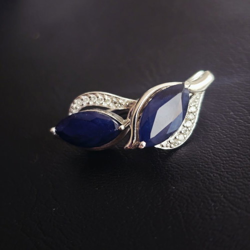 Silver earrings with sapphires and diamonds like new, English clasp