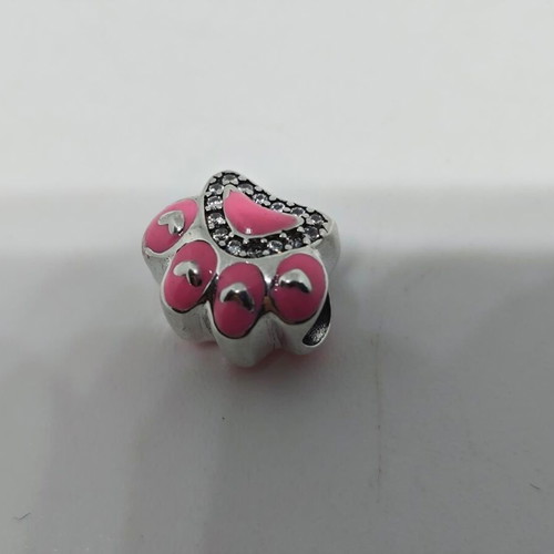 Silver Charm S925 Dog Paw with Pink Enamel and Zirconia like new