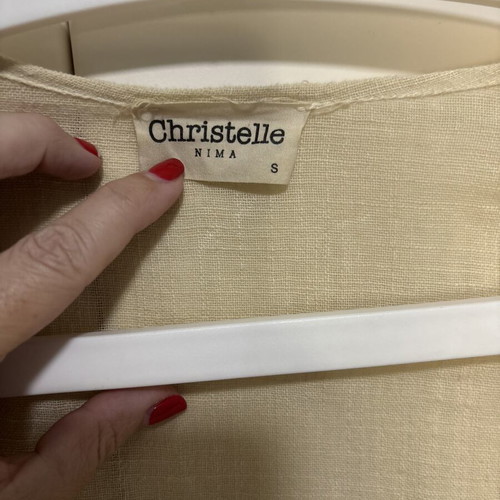 Christelle linen kimono with wide fringed sleeves like new, beige