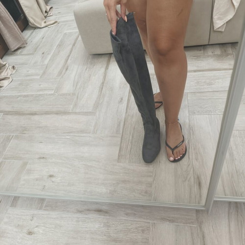 Suede grey knee-high boots, size 39