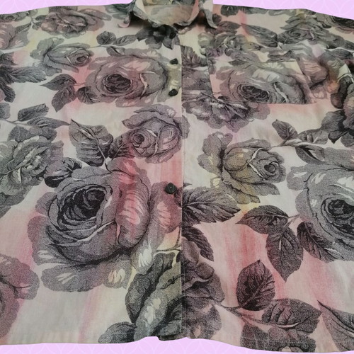 Vintage short-sleeve shirt like new with floral watercolor design