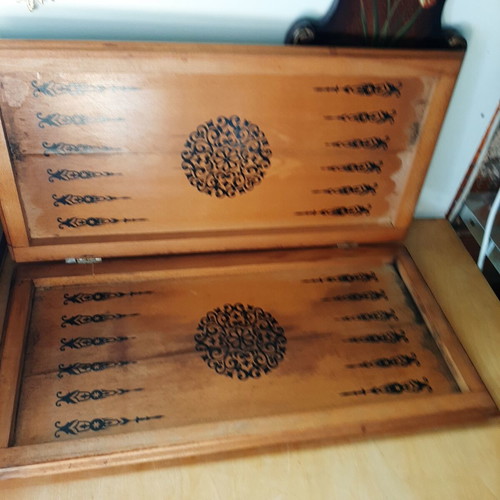 Handmade wooden backgammon from Caucasus used