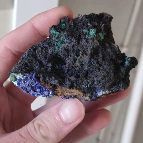 Manganese crystal with azurite and malachite new, Greek