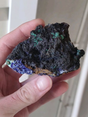 Manganese crystal with azurite and malachite new, Greek