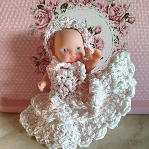 Doll with Handmade Dress and Hat New