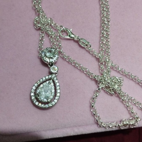 Silver chain with pendant tear drop new
