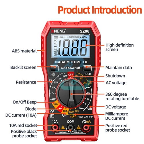 ANENG SZ06 Digital Multimeter 2000 Measurements AC/DC Voltmeter Ammeter LCD new