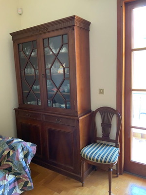 Handmade carved iroko solid wood cabinet like new