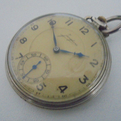 Junghans vintage pocket watch used, men's, beige and silver