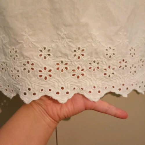 Primark white cotton blouse like new, Large with cut-out designs