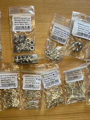 Metal jewelry making components new, silver plated