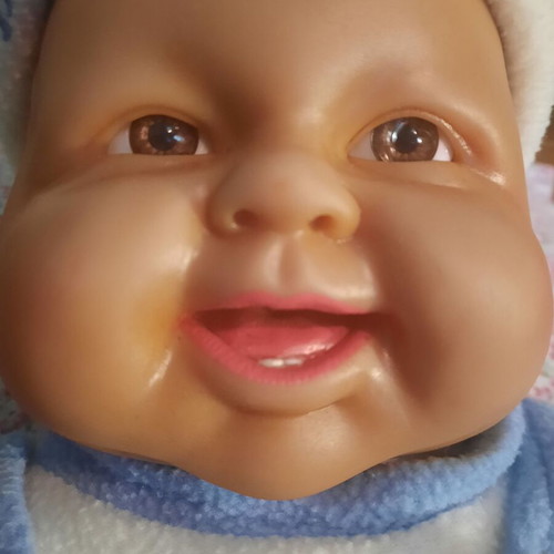 Vintage large doll happy baby in excellent condition, 60 cm tall