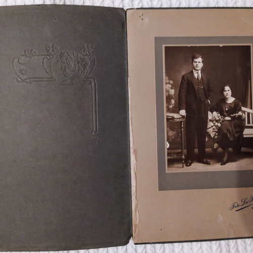 Diptych couple photograph used, old, 26x18 cm