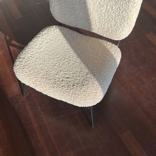 Zara Home Faux Shearling Chair used, ecru with black metal base