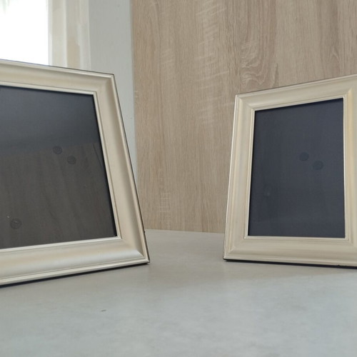 Set of 2 Premium Metal Satin Silver Frames like new, large & small