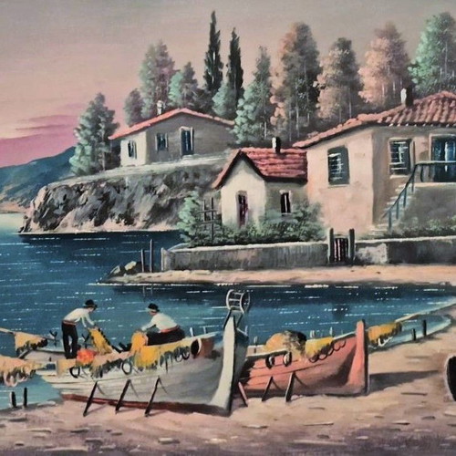 Seascape by G. Depastas on canvas like new with frame
