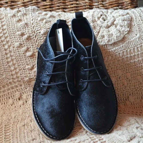 Zara leather cow furskin desert ankle boots size 36 like new, black