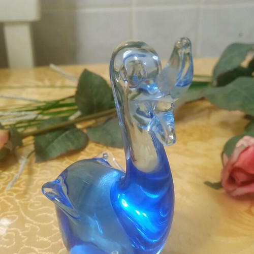 Decorative blue and white crystal duck like new