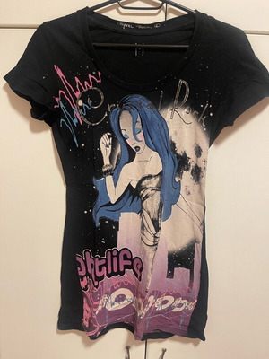 Christian Audigier women's black short-sleeve T-shirt crystal rock