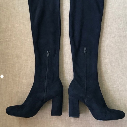 ZARA over the knee suede boots like new, size 39, black-blue