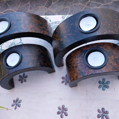 Candle holders dark brown, like new, 2 sets