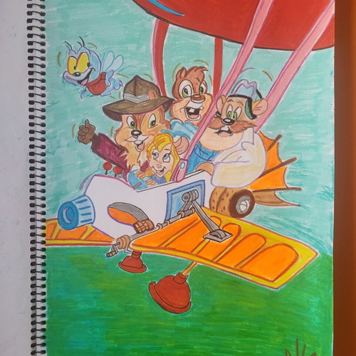 Watercolor painting hand-drawn with marker new