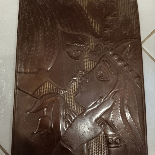 Copper handmade painting used, 30x23 cm, 1960s