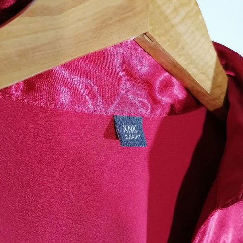 Satin blouse red used, size S, XNK Basic