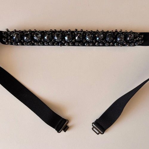 Women's black elastic belt with beads used, size 80