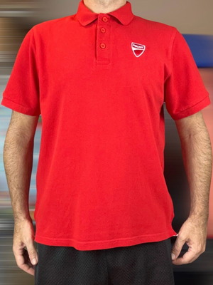 Ducati Polo shirt used, men's large red short sleeve