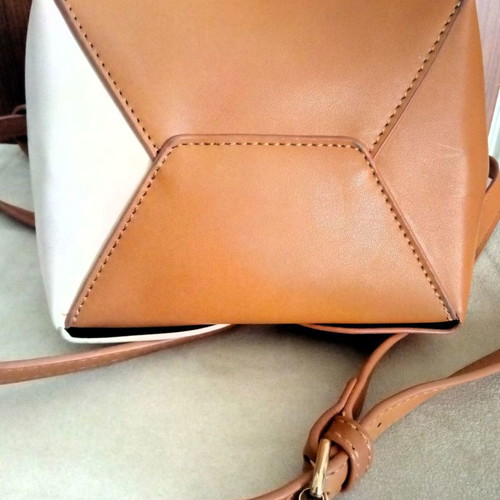 Small bag used with tan and ecru strap