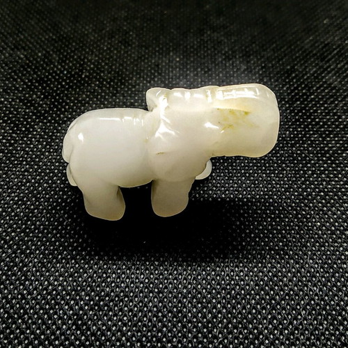 Small Elephant Figurine Made of White Nephrite Like New