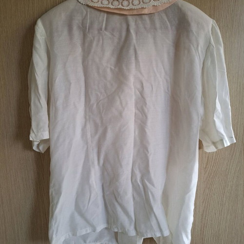 Vintage women's shirt used, size M, white with salmon details